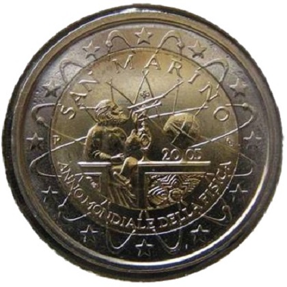 2 euros commémorative 2005 Saint-Marin l'année mondiale de la physique