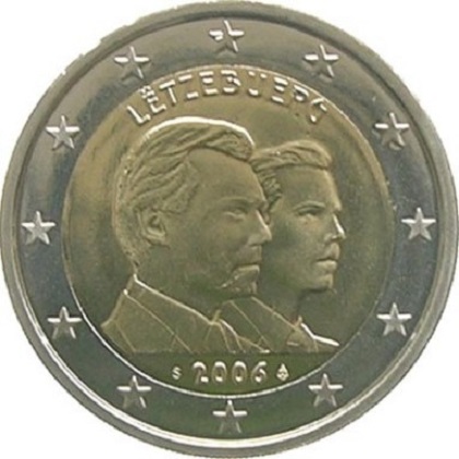 2 euros commémorative Luxembourg 2006 le 25ème anniversaire de l’héritier du trône, le Grand-Duc Guillaume
