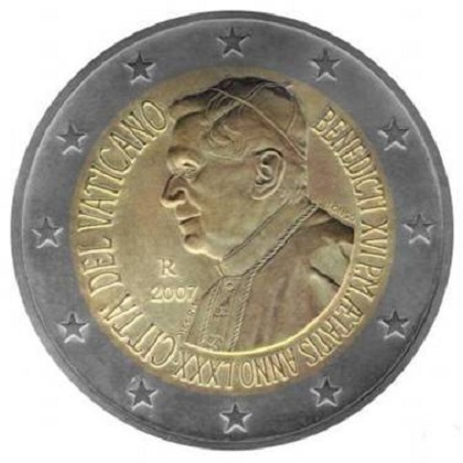 2 euros commémorative Vatican 2007 Benoit XVI pour ses 80 ans