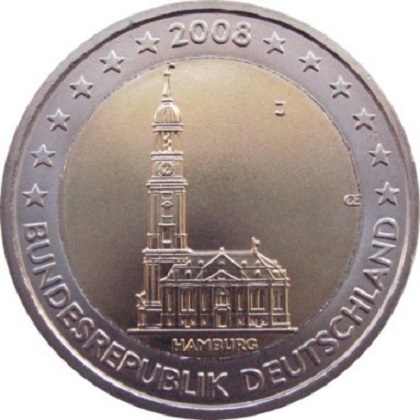 2 euros commémorative Allemagne 2008 Hambourg église saint Michel