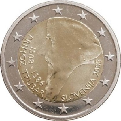 2 euros commémorative Slovénie 2008 500e anniversaire de la naissance de Primož Trubar