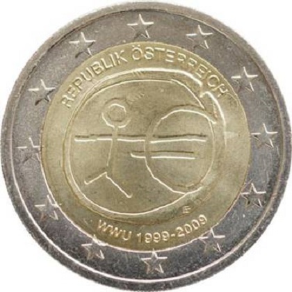 2 euros commémorative 2009 Autriche 10eme anniversaire UEM