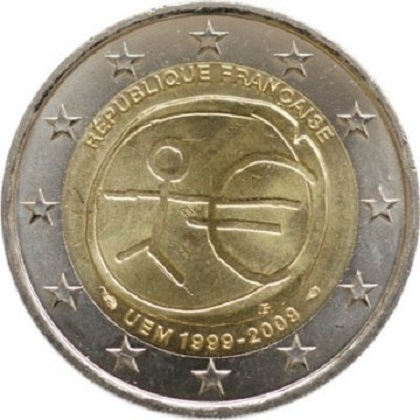 2 euros commémorative 2009 France 10eme anniversaire UEM