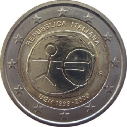 2 euros commémorative 2009 Italie 10eme anniversaire UEM