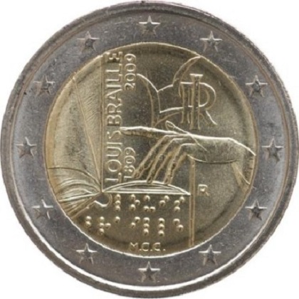 2 euros commémorative Italie 2009 bicentenaire de la naissance de Louis Braille