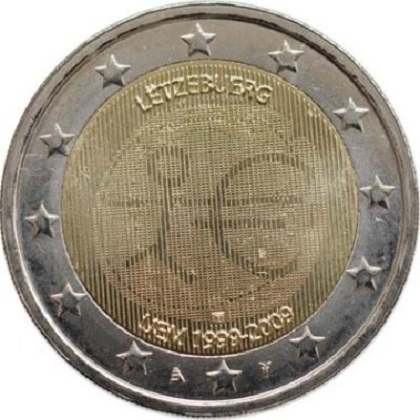 2 euros commémorative 2009 Luxembourg 10eme anniversaire UEM