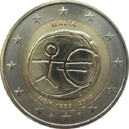 2 euros commémorative 2009 Malte 10eme anniversaire UEM
