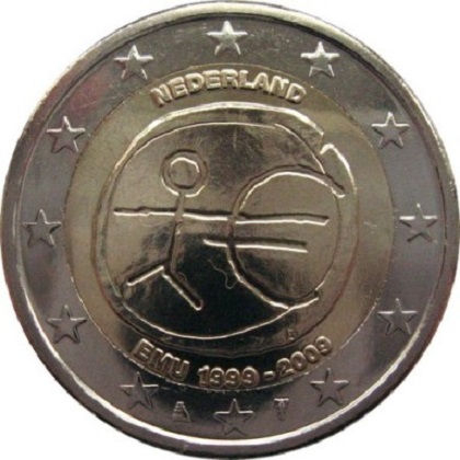2 euros commémorative 2009 Pays-Bas 10eme anniversaire UEM