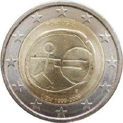 2 euros commémorative 2009 Portugal 10eme anniversaire UEM