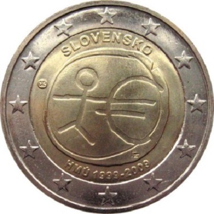 2 euros commémorative 2009 Slovaquie 10eme anniversaire UEM