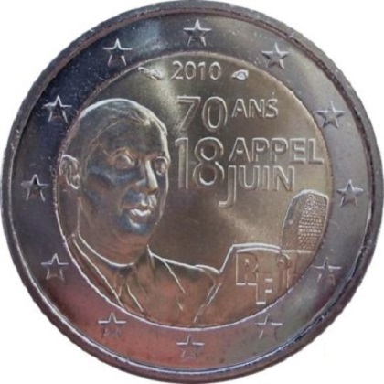 2 euros commémorative France 2010 appel du 18 juin