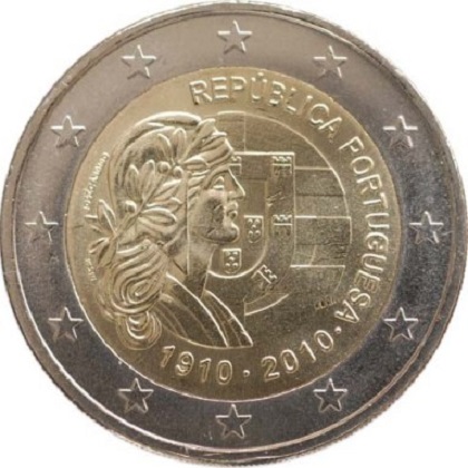 2 euros commémorative Portugal 2010 100e anniversaire de la république portugaise