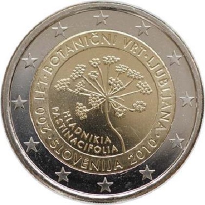 2 euros commémorative Slovénie 2010 200e anniversaire du jardin botanique de Ljubljana