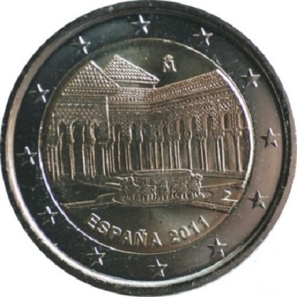 2 euros commémorative Espagne 2011 la cour des lions Grenade Alhambra
