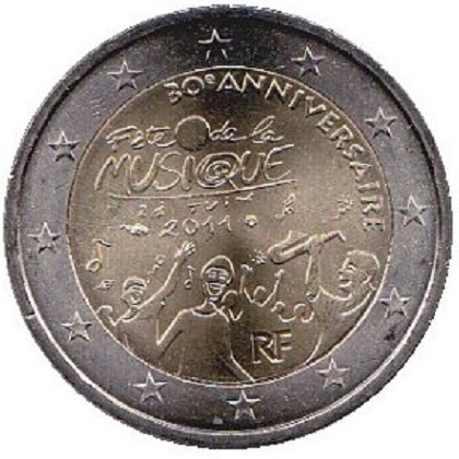 2 euros commémorative France 2011 fête de la musique 30e anniversaire