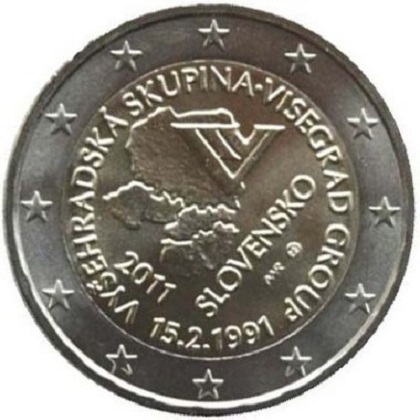 2 euros commémorative Slovaquie 2011 20e anniversaire du groupe Visegrad