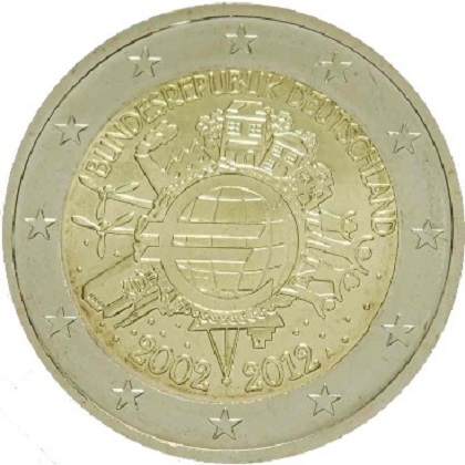 2 euros commémorative Allemagne 2012 10 ans de l-euro