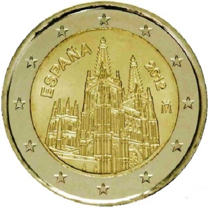2 euros commémorative Espagne 2012 la cathédrale de Burgos