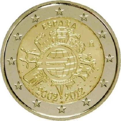 2 euros commémorative 2012 Espagne les 10 ans de l-euro