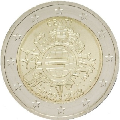 2 euros commémorative 2012 Estonie les 10 ans de l-euro