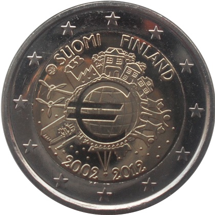 2 euros commémorative 2012 Finlande les 10 ans de l-euro