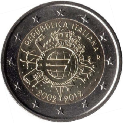 2 euros commémorative 2012 Italie les 10 ans de l-euro