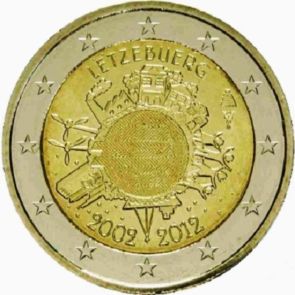 2 euros commémorative 2012 Luxembourg les 10 ans de l-euro