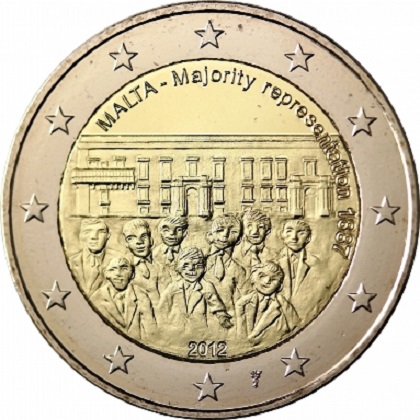 2 euros commémorative Malte 2012 la représentation majoritaire de 1887
