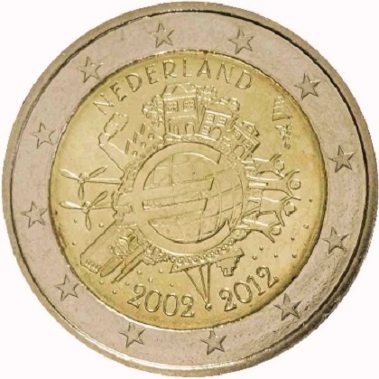 2 euros commémorative 2012 Pays-Bas les 10 ans de l-euro