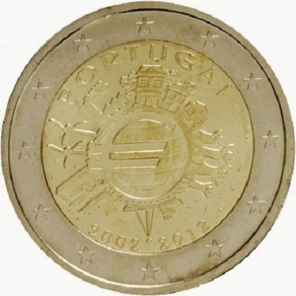 2 euros commémorative 2012 Portugal les 10 ans de l-euro
