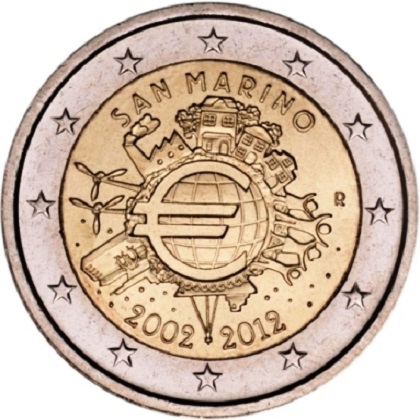 2 euros commémorative 2012 Saint-Marin les 10 ans de l-euro