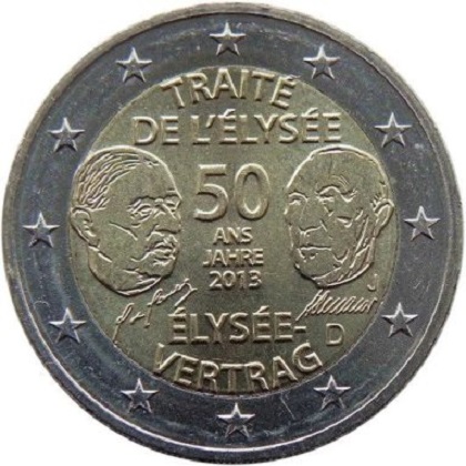 2 euros commemorative Allemagne 2013 50ans du traité de l'élysée