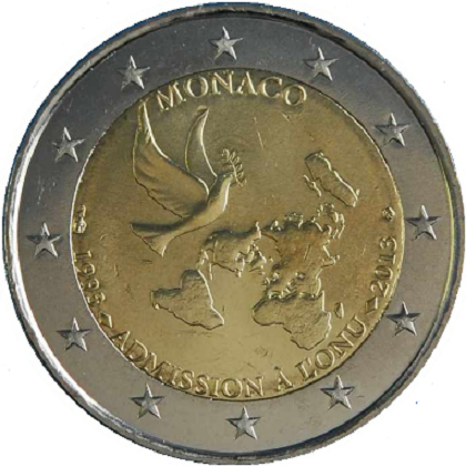 2 euros commémorative Monaco 2013 ONU, 20 ans d'adhésion