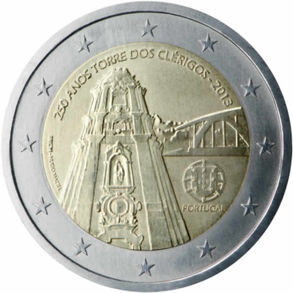 2 euros commémorative Portugal 2013 250e anniversaire de la construction de la Torre dos Clérigos