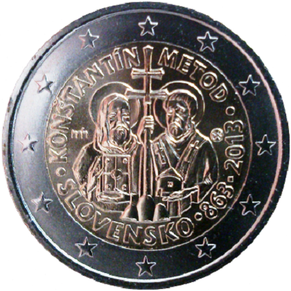 2 euros commémorative Slovaquie 2013 1150e anniversaire de la mission de Constantin et Méthode en Grande-Moravie