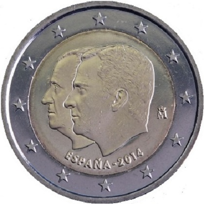 2 euros commémorative Espagne 2014 changement de trone