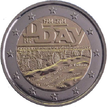 2 euros 2014 France commémorative 70e anniversaire du d-day