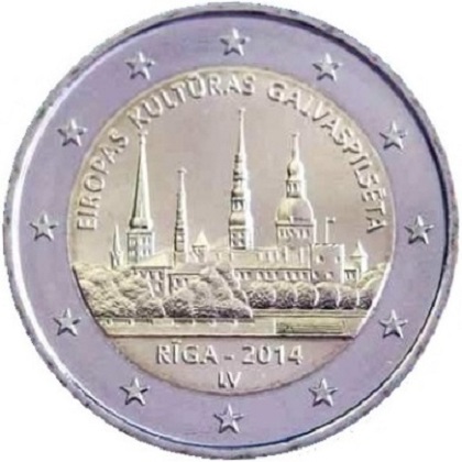2 euros Lettonie 2014 commemorative Riga capitale de la culture