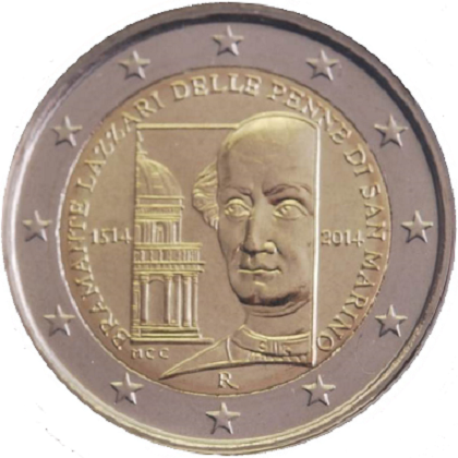 2 euros commémorative San Marino 2014 500e anniversaire de la mort de Donato Bramante