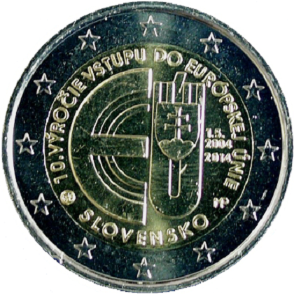 2 euros 2014 Slovaquie commémorative 10e anniversaire adhésion à l'union européenne
