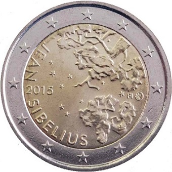 2 euros 2015 Finlande commémorative le 150e anniversaire de la naissance de Jean Sibelius
