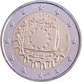 2 euros 2015 Lettonie 30ème anniversaire du drapeau européen