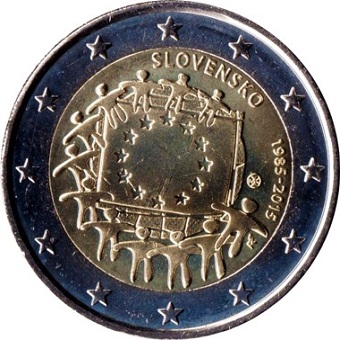 2 euros 2015 Slovaquie 30ème anniversaire du drapeau européen