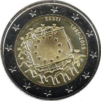 2 euros 2015 Estonie commémorative 30ème anniversaire du drapeau européen