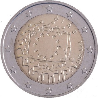 2 euros 2015 irlande commémorative 30e anniversaire du drapeau européen