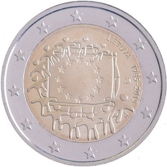 2 euros 2015 Lituanie 30ème anniversaire du drapeau européen