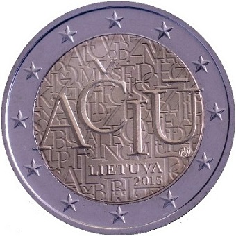 2 euros 2015 Lituanie commémoration de la langue lituanienne