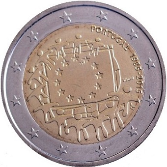 2 euros 2015 Portugal 30ème anniversaire du drapeau européen