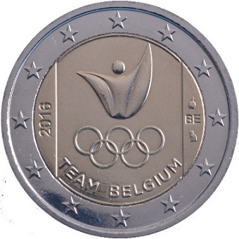 pièce 2 euros commémorative 2016 Belgique commémorative jeux olympique à Rio