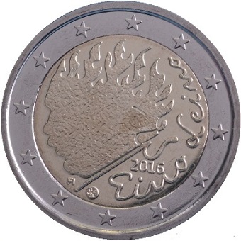 pièce 2 euros commémorative 2016 Finlande Eino Leino